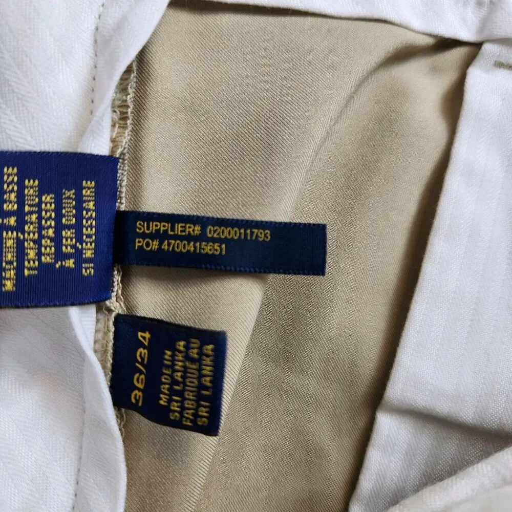 Polo Ralph Lauren‎ Mens Pants Khakis Beige 36x34 Chino Straight Slim Fit Golf